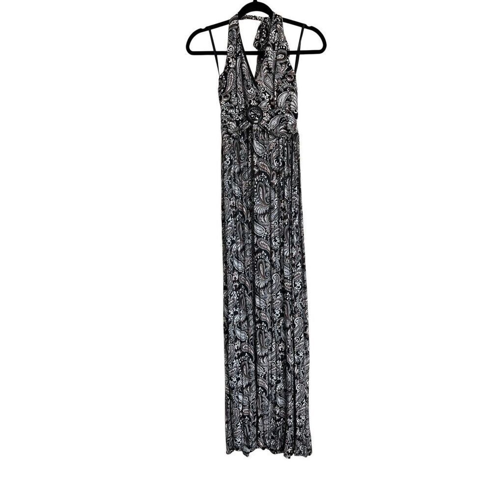 White House Black Market Maxi Dress Womens XS Multicolor Paisley Halter NWT